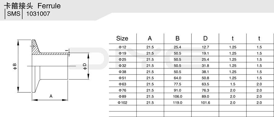 Sanitary Stainless Steel Ferrule