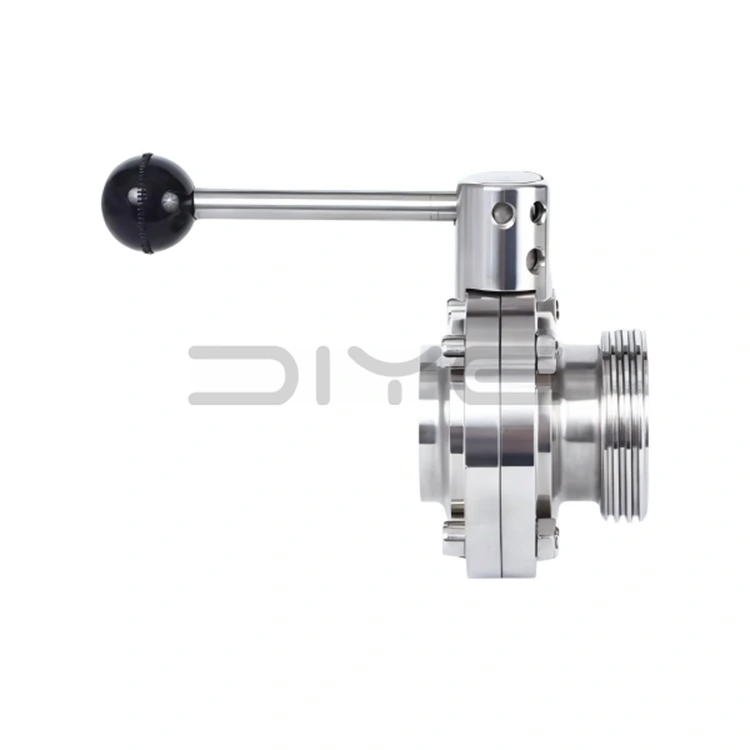 Sanitær sveisegjenget spjeldventil